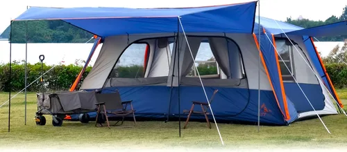 Miniatura 14 de KTT Extra Large Tent 6-12-14 Person,Family Cabin Tents,2 Rooms,3 Doors and 3 Windows with Mesh,Straight Wall,Waterproof,Double Layer,Big Tent for