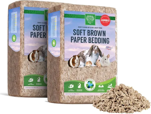 Small Pet Select Ropa de cama de papel natural marrón, ropa de cama suave de animales con control de olores para conejillo de indias, conejo,