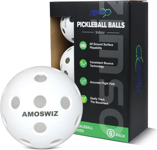 Indoor Pickleball Balls, 6/12 Pack of 26 Holes Pickleballs, USAPA Approved Indoor Pickleballs Set, High Visibility Durable Pickle Balls for Training