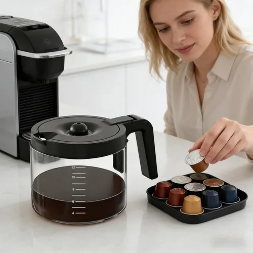 Miniatura 4 de 12 Cup Capacity Glass Coffee Container Replacement for Brewing Unit Second Gen K5600 Models Large Entry Design Compatible Coffee Container
