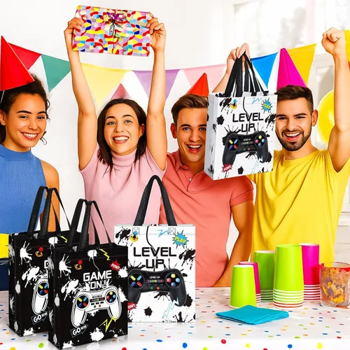 Miniatura 5 de Sweetude 30 piezas de bolsa de regalo para videojuegos con asa, suministros para fiestas de juegos reutilizables, bolsas de no golosinas de juego, 2