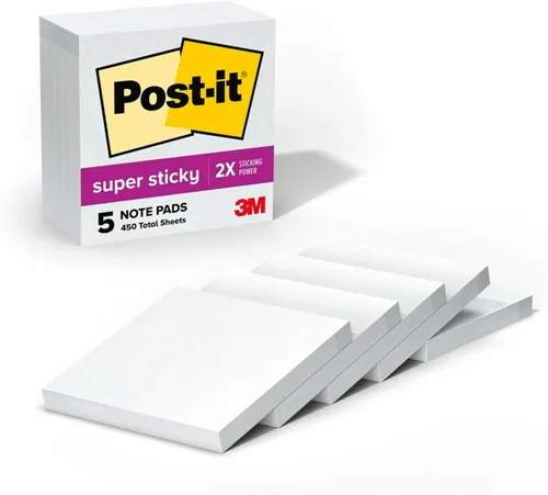 Notas superadhesivas de Post-it, 3 x 3 pulgadas, Blanco Primera nevada