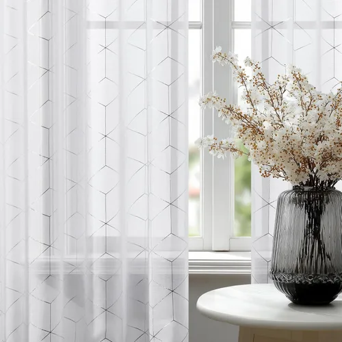 Miniatura 13 de Deconovo Oeko-TEX - Cortinas con estampado de lámina transparente con certificación Oeko-TEX, 2 paneles, ojales en la parte superior, elegantes