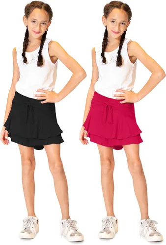 Miniatura 2 de KIDPIK Fun Flairy Skirt Active Short Hybrid - Choose from Stripe Knit Double Ruffles Front Tie or Basic Skater Swing