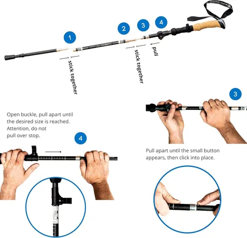 Miniatura 7 de ALPIN LOACKER Bastones de trekking plegables para senderismo I Bastones de senderismo de carbono o aluminio, ultraligeros I Bastones de trekking