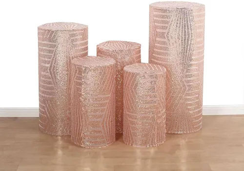 Miniatura 28 de Efavormart - Juego de 5 fundas de soporte para caja de exhibición cilíndrica de elastano, color negro, fundas elásticas para pilar de pedestal, 160