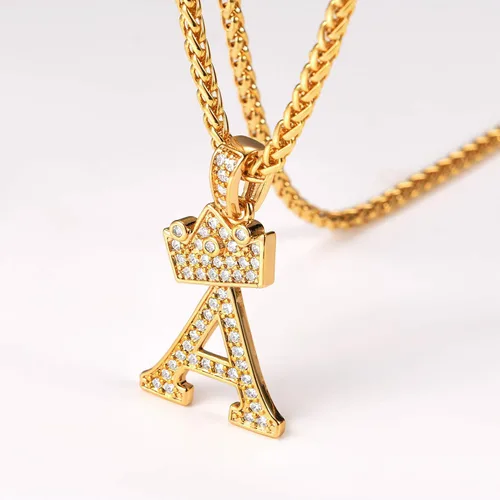 Miniatura 3 de U7 Collar con inicial de la A a la Z, dije de letra helada con cadena de 22 a 24 pulgadas, para hombres y mujeres, con nombre del alfabeto de hip