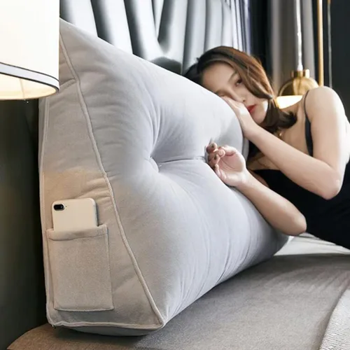 Miniatura 9 de Almohada de lectura suave para reposo en cama, cojín grande para cabecero, respaldo triangular, almohada de cuña para cuello y soporte lumbar
