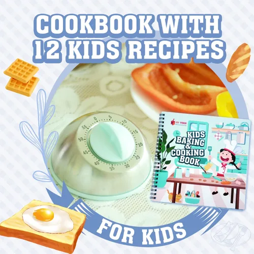 Miniatura 6 de JoyTown - Juego de cocina y hornear para niños con estuche de almacenamiento, suministros de cocina reales con libro de cocina, cuchillos