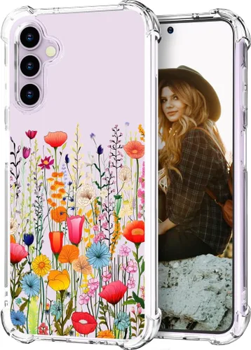 Miniatura 100 de Hungo Funda compatible con Samsung Galaxy S23 con diseño floral y bonito diseño transparente, femenino para mujeres y niñas, con hermoso clavel