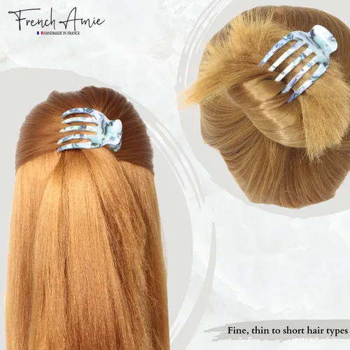 Miniatura 4 de French Amie Bear Paw Aqua Marble Pequeño 2 ¾" Celuloide hecho a mano para salón de belleza, diapositiva lateral, mandíbula de yoga