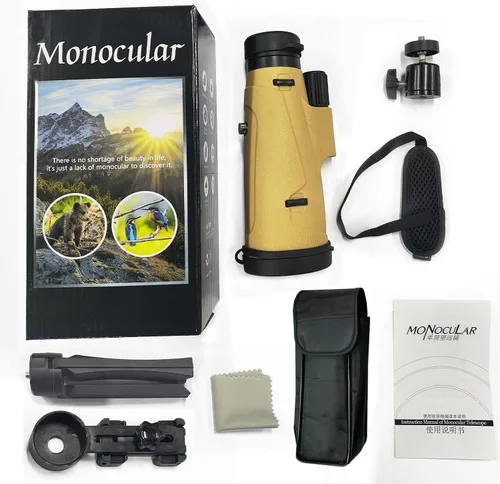 Miniatura 7 de Telescopio monocular de 12 x 50 de alta potencia para adultos, monocular HD con zoom compacto con adaptador para teléfono inteligente y trípode