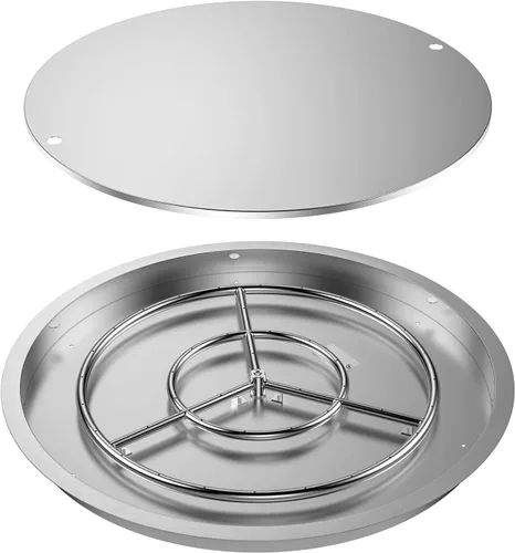 Miniatura 10 de Skyflame - Bandeja redonda de acero inoxidable de 13 pulgadas para fogata con quemador y cubierta protectora