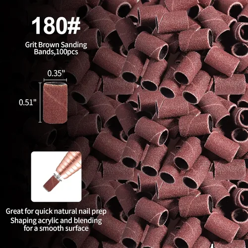 Miniatura 5 de Brocas para uñas, bandas de lijado, 3 colores gruesos y finos de grano medio, juego de arena Efile, tamaño #80 # 120 # 180, lima eléctrica, brocas