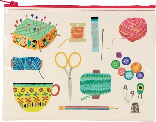 Miniatura 10 de Blue Q Bolsa con cremallera, hecha de 95% material reciclado, 7.25 pulgadas de alto x 9.5 pulgadas de ancho, cremallera gruesa colorida