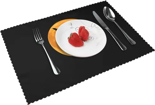 Miniatura 10 de Rectangular Placemats Set of 4, Heat Resistant Orange Printed Kitchen Dining Table Mats