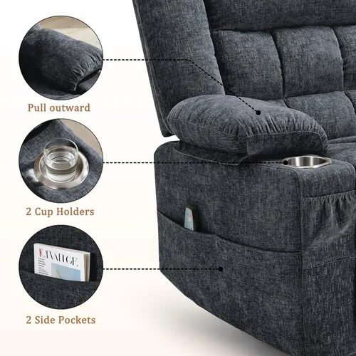 Miniatura 6 de Korser Sillón reclinable giratorio de 360° con mecedora para adultos, sillón reclinable con masaje y calefacción para guardería, silla de columpio