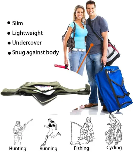 Miniatura 53 de Bolsa de cintura ultrafino con ranuras c/visualización para tarjeta de crédito, para deportes, aire libre, correr, caminar, viajes.