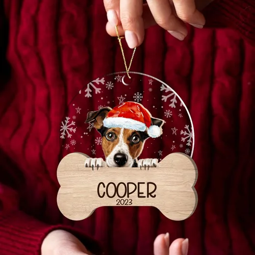 Miniatura 12 de Nazenti American Pit Bull Terrier Adorno de Navidad, adorno de perro fotográfico, adorno de perro personalizado, adornos de fotos de madera