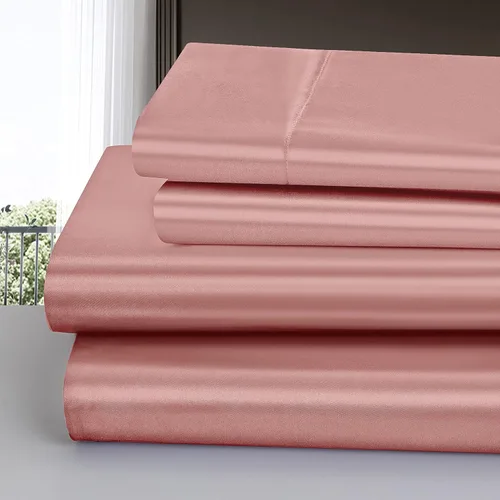 Miniatura 133 de Homiest Juego de sábanas de satén de lujo de 3 piezas con bolsillo profundo, 1 sábana bajera + 1 sábana encimera + 1 funda de almohada