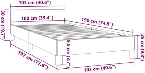 Miniatura 3 de vidaXL Base de cama de piel sintética, estilo escandinavo, soporte de listones, no necesita somier, sin colchón, fácil montaje, cama individual