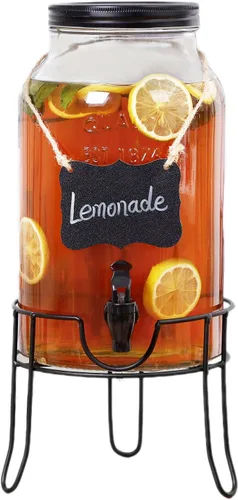 Dispensadores de bebidas de vidrio de 1.5 galones para fiestas, dispensadores de bebidas heladas con soporte, dispensador de agua de vidrio con