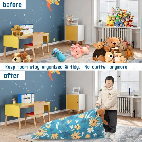 Miniatura 5 de LOLOMLO Funda para puf de almacenamiento de animales de peluche, 52 x 31 pulgadas, puf extra grande con cremallera YKK, sofá de asiento sentado