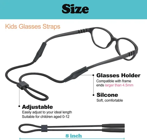 Miniatura 3 de Correa para lentes de sol para niños, niñas y niños pequeños, soportes ajustables para anteojos alrededor del cuello, correa para gafas, cordón