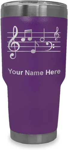 Miniatura 31 de LaserGram Vaso aislado al vacío de 20 onzas, personal de música, grabado personalizado incluido (negro)
