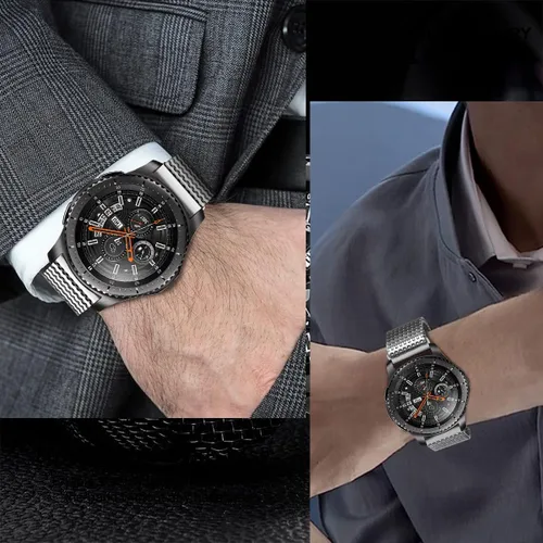 Miniatura 4 de Compatible con Galaxy Watch 1.811 in/Galaxy Watch 3 1.772 in/Gear S3 Frontier Classic Band 0.866 in Acero inoxidable malla metálica Loop Correa
