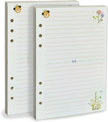 Miniatura 8 de Kit de papel de recarga A5, 160 páginas de inserciones para cuaderno Filofax de 6 agujeros JournalDot Line Grid en blanco, 100 GSM, con accesorios