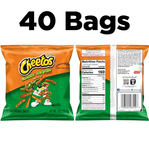 Miniatura 2 de Cheetos Bocadillos con sabor a queso, crujientes y cheddar jalapeño, 1 onza (paquete de 40)