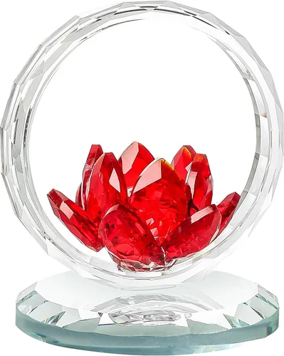 Miniatura 13 de LONGWIN Figura de cesta de flores de loto de cristal, decoración de arte coleccionable, decoración artística de Feng Shui, adornos decorativos