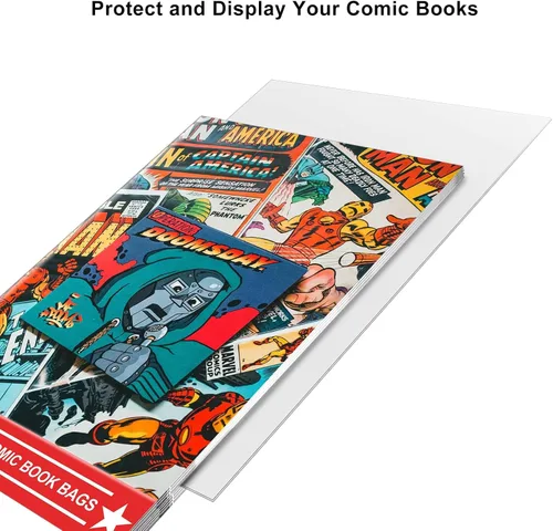 Miniatura 5 de 100 bolsas y tableros de cómic actuales - Tableros reutilizables, bolsas de solapa de 1 1/2", protector transparente