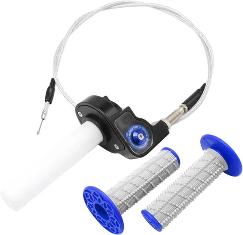 Miniatura 6 de Kit de empuñaduras de acelerador giratorio de 7/8 pulgadas y 0.866 in para CRF KLX TTR 110 125 150 200 250 cc Dirt Pit Bike Azul