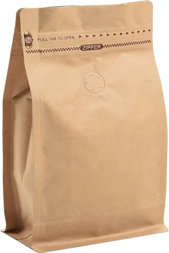 Miniatura 9 de Bolsas de café de papel kraft – Kraft de alta barrera y forro de aluminio – Bolsas de café de fondo plano con válvula de desgasificación, bolsas