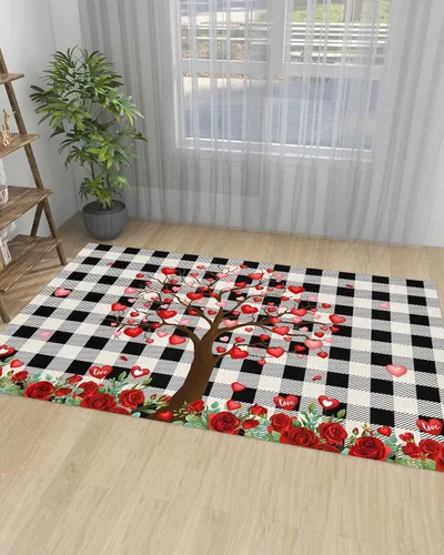 Miniatura 3 de Alfombra de área para interiores de 3 x 5 pies, alfombra antideslizante para el día de San Valentín para habitación de los niños, árbol de amor