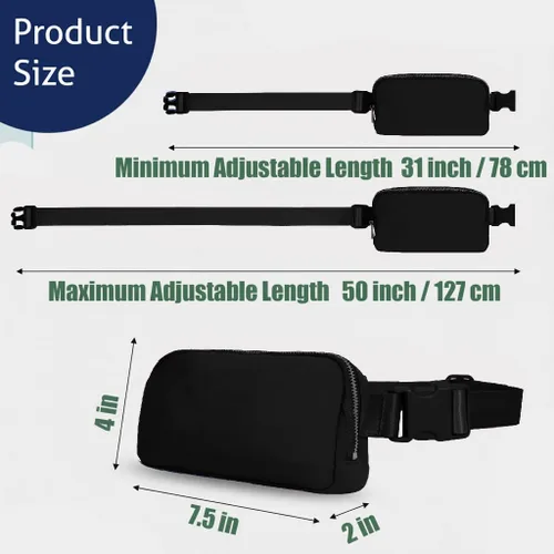 Miniatura 4 de Minicangurera ligera y pequeña, para teléfonos unisex, para viajes, gimnasio, uso diario, cruzado o cintura S - Negro