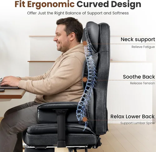 Miniatura 5 de BESTFAIR Silla de Oficina Grande y Alta - Silla Ejecutiva de Servicio Pesado 400 LBS con Soporte Lumbar y Reposapiés, Silla de Escritorio Ergonómica