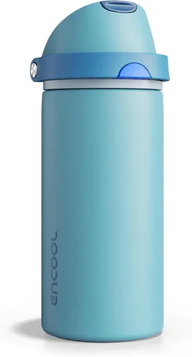 Miniatura 82 de ENCOOL Botella de agua aislada con popote, botella de agua de acero inoxidable con tapa de botón, a prueba de fugas y sin BPA, mantiene el frío Atún
