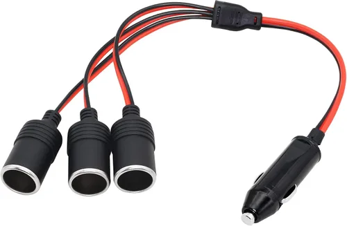 Miniatura 2 de CERRXIAN 1 a 3 encendedor de cigarrillos de coche 12v 24v adaptador de cargador de alimentación 3 vías divisor hembra enchufe cable de extensión