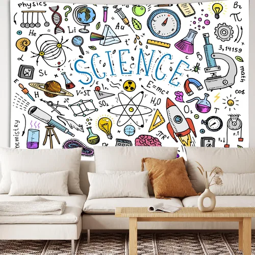 Miniatura 3 de Tapiz de ciencia educativa, física, matemáticas, química, biología, tapiz para colgar en la pared, tapiz para estudiantes y profesores, tapiz