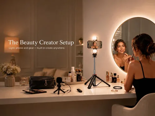 Miniatura 7 de Beauty Creator - Trípode de teléfono con luz – Trípode de teléfono de 53 pulgadas para TikTok, maquillaje, transmisión en vivo y creación