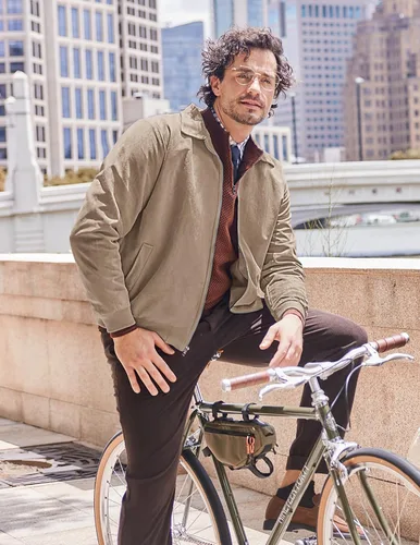 Miniatura 3 de COOFANDY Chaqueta bomber casual de ante para hombre, ligera, con cremallera completa, chaqueta de piel sintética vintage