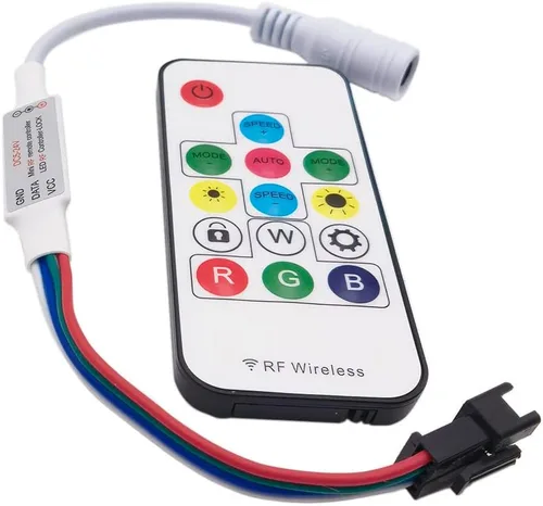Miniatura 3 de Controlador LED DC5-24V 4Pin Mini 17Key RF Efecto remoto inalámbrico para WS2813 WS2815 luces de tira direccionables individualmente
