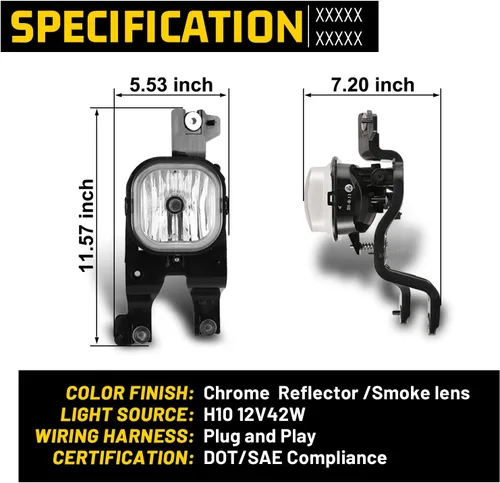 Miniatura 8 de Luces antiniebla para Ford F-250 F-350 F-450 F-550 F-550 F250 F250 F350 F450 F550 Super Duty Lámparas antiniebla con bombillas H10 12V 42W incluye