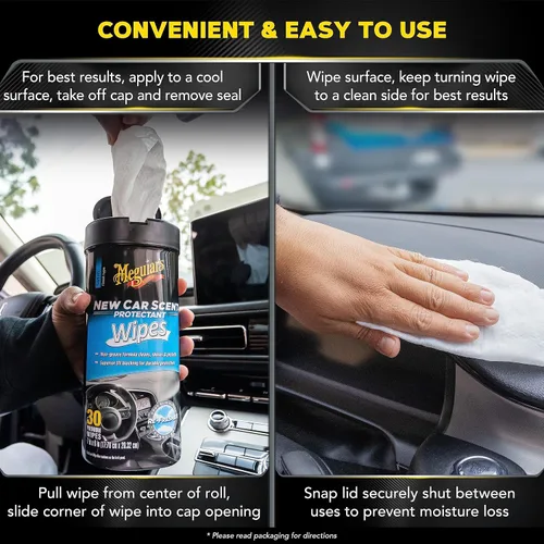 Miniatura 4 de Meguiar's Toallitas protectoras de olor para automóvil, toallitas para conductores y detalladores, toallitas de limpieza de automóvil que limpian
