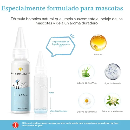Miniatura 3 de Cepillo de vapor para mascotas para perros y gatos – Peine de depilación en aerosol 3 en 1 para quitar pelo y aseo, suaviza la piel y reduce