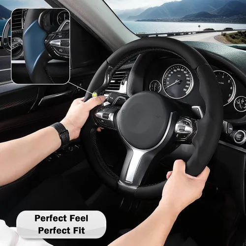 Miniatura 6 de Funda de volante para BMW X3 (2014-2017) X5 (2014-2018) Serie 3 (2012-2019) Serie 5 (2014-2016) 328i 320i 330i 325i 528i 535i 530i 540i M3 2 36/38