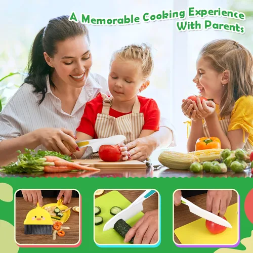 Miniatura 5 de 14 piezas de juego de cuchillos de cocina seguros de juguete Montessori para niños pequeños, juego de cuchillos para niños para cocina real